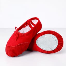 Dance Leather Toe Canvas Shoes for Girls Ballet Slippers Split Sole Gymnastics Skate Yoga Dancing Daily Practice Kids Ballerina