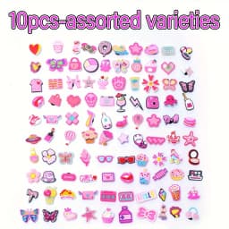 5/10/20/30/50pcs Random Pink Pattern Shoe Decoration Charms, Lovely Clogs Slippers Accessories, Favored as Festival Gifts