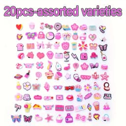 5/10/20/30/50pcs Random Pink Pattern Shoe Decoration Charms, Lovely Clogs Slippers Accessories, Favored as Festival Gifts