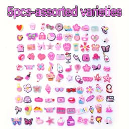 5/10/20/30/50pcs Random Pink Pattern Shoe Decoration Charms, Lovely Clogs Slippers Accessories, Favored as Festival Gifts