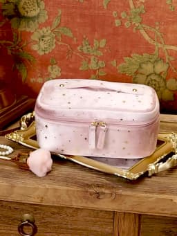 Portable Travel Small Cosmetic Bag Flannel Cosmetic Storage Bag Hand Flannel Women's Large Capacity Starry Sky Cosmetic Bag