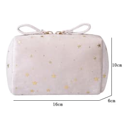 Portable Travel Small Cosmetic Bag Flannel Cosmetic Storage Bag Hand Flannel Women's Large Capacity Starry Sky Cosmetic Bag