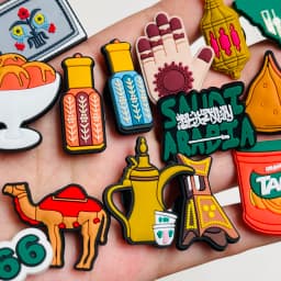 1-17PCS Saudi Arabia Style Orange Tang Camel Hand Shoe Charms Fit Wristbands Buckle Ornaments For Clogs Pins Kid Holiday Gift