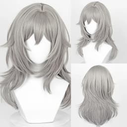 Game Honkai: Star Rail Trailblazer Caelus Stelle Cosplay Wigs with Bangs Synthetic Long Short Straight Gray Hair Wig for Party