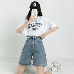 Summer New Women's Short Jeans Y2K Retro Street Fashion Casual Denim Shorts Female High Waisted Loose Straight Leg Denim Shorts