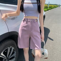 Summer New Women's Short Jeans Y2K Retro Street Fashion Casual Denim Shorts Female High Waisted Loose Straight Leg Denim Shorts