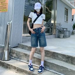 Summer New Women's Short Jeans Y2K Retro Street Fashion Casual Denim Shorts Female High Waisted Loose Straight Leg Denim Shorts