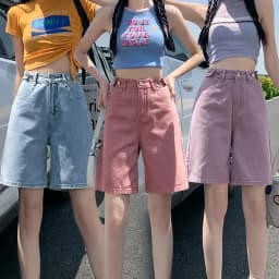 Summer New Women's Short Jeans Y2K Retro Street Fashion Casual Denim Shorts Female High Waisted Loose Straight Leg Denim Shorts
