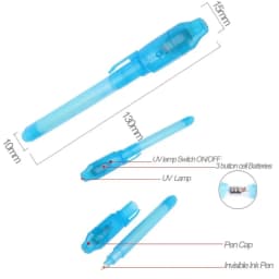 6pcs Luminous Light Pen Magic Purple 2 in 1 UV Black Light Combo Drawing Invisible Ink Pen Learning Education Toys for Child