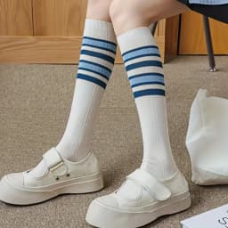 3 pairs of calf socks versatile Lolita Blue college wind and sun long tube thin in spring and summer