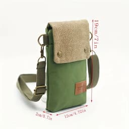 Fashion simple fabric crossbody bag women's solid color canvas 3 layer zipper shoulder mobile phone bag women's purse