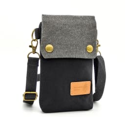 Fashion simple fabric crossbody bag women's solid color canvas 3 layer zipper shoulder mobile phone bag women's purse