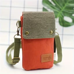 Fashion simple fabric crossbody bag women's solid color canvas 3 layer zipper shoulder mobile phone bag women's purse
