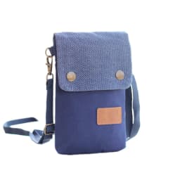 Fashion simple fabric crossbody bag women's solid color canvas 3 layer zipper shoulder mobile phone bag women's purse