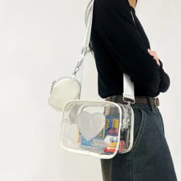 New Transparent PVC Fashion Women's Bag With Love Pattern Leisure Shoulder Bag Travel Belt Zero Wallet Versatile Crossbody Bag
