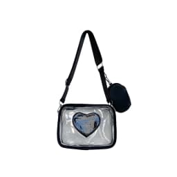 New Transparent PVC Fashion Women's Bag With Love Pattern Leisure Shoulder Bag Travel Belt Zero Wallet Versatile Crossbody Bag