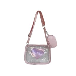 New Transparent PVC Fashion Women's Bag With Love Pattern Leisure Shoulder Bag Travel Belt Zero Wallet Versatile Crossbody Bag