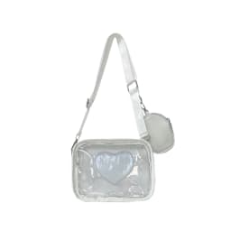 New Transparent PVC Fashion Women's Bag With Love Pattern Leisure Shoulder Bag Travel Belt Zero Wallet Versatile Crossbody Bag