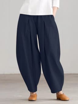 2024 ZANZEA Summer Elastic Waist Solid Casual Cotton Trousers Women Loose Pants Vintage Harem Pantalon Fashion Oversize Palazzo