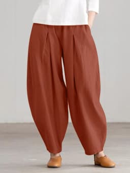 2024 ZANZEA Summer Elastic Waist Solid Casual Cotton Trousers Women Loose Pants Vintage Harem Pantalon Fashion Oversize Palazzo