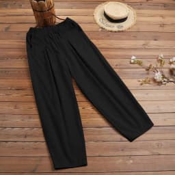 2024 ZANZEA Summer Elastic Waist Solid Casual Cotton Trousers Women Loose Pants Vintage Harem Pantalon Fashion Oversize Palazzo