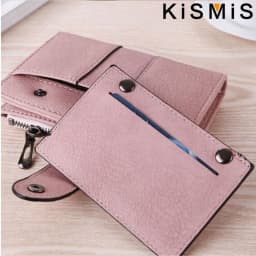 KISMIS Ladies New Style PU Leather Rivet Short Wallet Zipper Change Card Holder Women's Coin Purse Wallet Money Bag