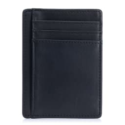 Genuine Leather RFID Blocking Retro Thin Card Holder Wallet, Crazy Horse Leather Minimalist Slim Front Pocket Wallets