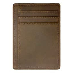 Genuine Leather RFID Blocking Retro Thin Card Holder Wallet, Crazy Horse Leather Minimalist Slim Front Pocket Wallets