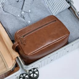 Men Business Travel Wash Toiletry Bag Waterproof PU Leather Bathroom Shaving Tools Organizer Bag Makeup Pouch Women Cosmetic Bag