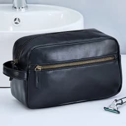 Men Business Travel Wash Toiletry Bag Waterproof PU Leather Bathroom Shaving Tools Organizer Bag Makeup Pouch Women Cosmetic Bag