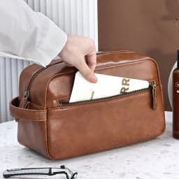 Men Business Travel Wash Toiletry Bag Waterproof PU Leather Bathroom Shaving Tools Organizer Bag Makeup Pouch Women Cosmetic Bag