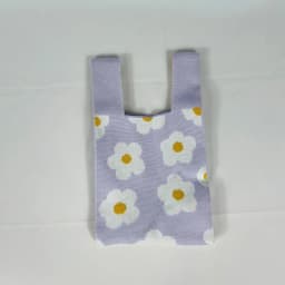 Fashion Flower Embroidery Knitted Handbag Women Mini Knot Wrist Bag Casual Tote Bag Student Handmade Shopping Bags