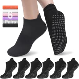 6 Pairs Women Short Socks Sports Cotton Anti Slip Slippers Fitness Training Protecting Heel Ear Short Sports Socks Silicon