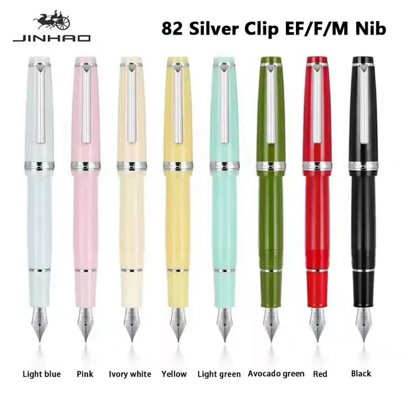 Jinhao 82 Fountain Pen Silver Clip EF/F/M Fine Nib Acrylic Ink Pen Luxury Writing Pen Stationery Business Office School Supplies