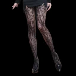 Women's Y2k Fishnet Styling Fashion Colored Tights One Size Purple Vine Gothic Carriage Wheel Patterned Tights Hosiery Stockings