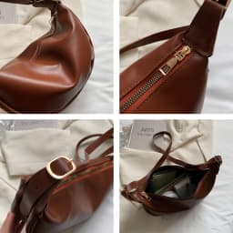 New Women's Black Crossbody Bag Underarm Bag PU Classic Fashion Versatile Solid Color Shoulder Bag Large Capacity Dumpling Bag