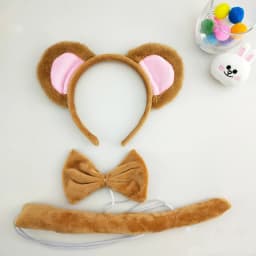 Little Monkey Headband Cosplay Kawaii Animal Halloween Party Costumes Accessories Brown Bear Ears Headband Tie Tail Skirt