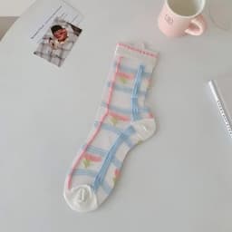 Women Crystal Silk Socks Ultra-thin Breathable Elastic Long Socks See Through Transparent Harajuku Flower Cute Lace Socks Summer