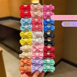 30 colored random bow fabric hair clips suitable for daily use as hair accessories