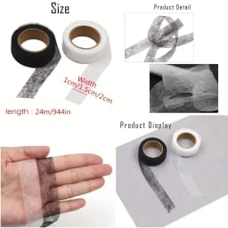 2roll Black White Double-sided Interlining Adhesive Fabric Clothes Iron On Hem Tape Interlining Web DIY Sewing Patchwork Acces