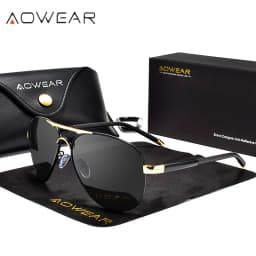 AOWEAR Men's Aviation Sunglasses Men Polarized Mirror Sunglass for Man HD Driving Pilot Sun Glasses Lunettes De Soleil Homme