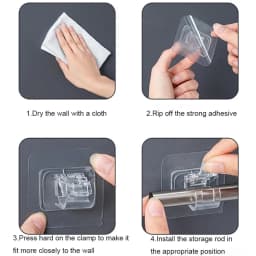 Set of 2/4/8 Self Adhesive Hooks Punch-free Curtain Rod Clip Hook Window Curtains Wall Hanging Holder Household Clamp Fixed Clip