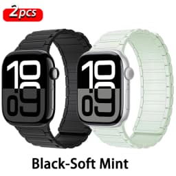 Magnetic Loop Strap for Apple Watch Bands 46mm 44mm 40mm 45mm 41mm 42mm Silicone Bracelet iWatch Series 12 11 10 9 SE Ultra 4 3