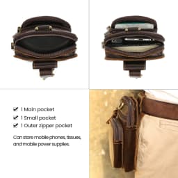 JOYIR Men's Leather Waist Bag Vintage Cowhide Leather Man Belt Pouch Casual Male Fanny Pack Waist Pack Phone Pouch New