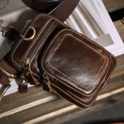 JOYIR Men's Leather Waist Bag Vintage Cowhide Leather Man Belt Pouch Casual Male Fanny Pack Waist Pack Phone Pouch New