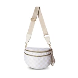 DOYOGI Black and White Checkered Spacious Bum Bag Crossbody Bags for Women Nylon Travel Essentials Mommy Bag Diaper Bag for Mom