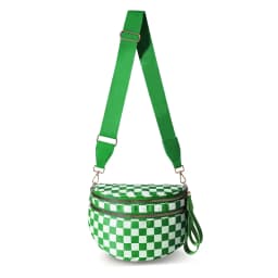 DOYOGI Black and White Checkered Spacious Bum Bag Crossbody Bags for Women Nylon Travel Essentials Mommy Bag Diaper Bag for Mom