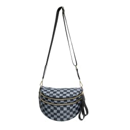 DOYOGI Black and White Checkered Spacious Bum Bag Crossbody Bags for Women Nylon Travel Essentials Mommy Bag Diaper Bag for Mom