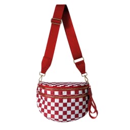 DOYOGI Black and White Checkered Spacious Bum Bag Crossbody Bags for Women Nylon Travel Essentials Mommy Bag Diaper Bag for Mom