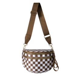 DOYOGI Black and White Checkered Spacious Bum Bag Crossbody Bags for Women Nylon Travel Essentials Mommy Bag Diaper Bag for Mom